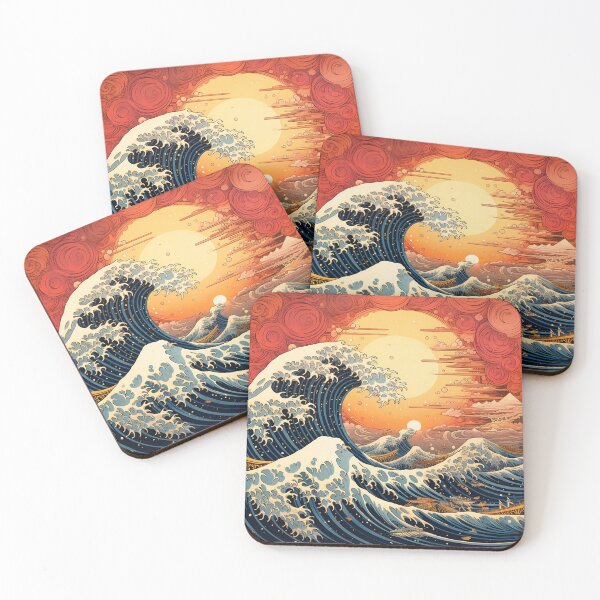 Item preview, The Great Wave Cyberpunk neon sun set designed and sold by zand-n-zive.
