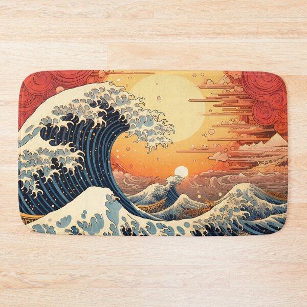 Item preview, The Great Wave Cyberpunk neon sun set designed and sold by zand-n-zive.