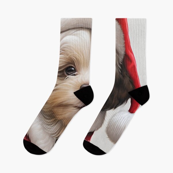 Item preview, christmas yorkshire terrier holiday digital print designed and sold by dcrc.