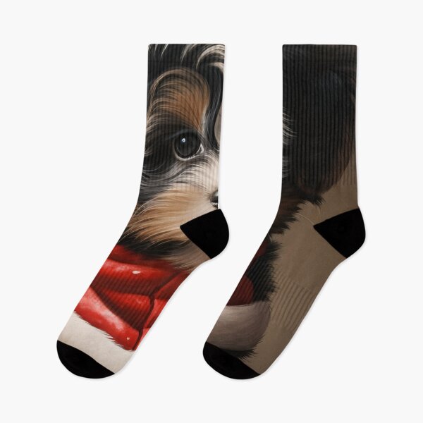 Item preview, christmas yorkshire terrier holiday digital print designed and sold by dcrc.