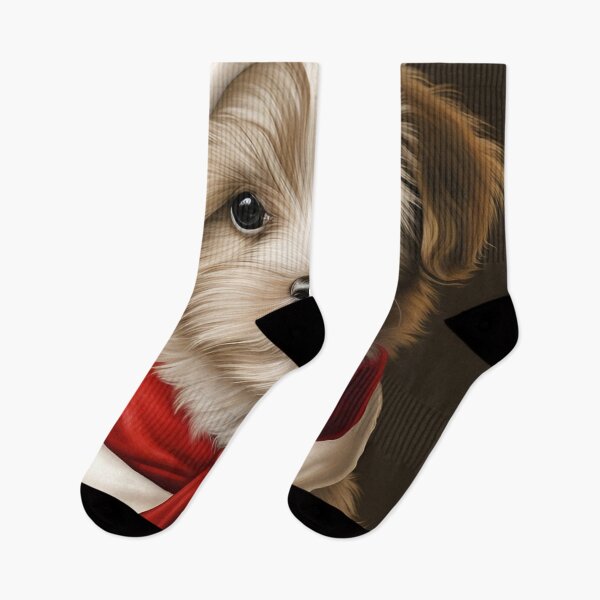 Item preview, christmas yorkshire terrier holiday digital print designed and sold by dcrc.