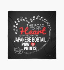 The Road To My Heart Is Paved With Japanese Bobtail Paw Prints - Gift For Passionate Japanese Bobtail Cat Owners Scarf