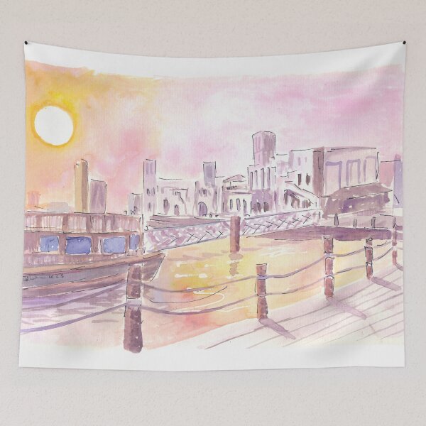 Item preview, Dubai UAE Early Morning Sunrise in Al Seef Old Town designed and sold by artshop77.