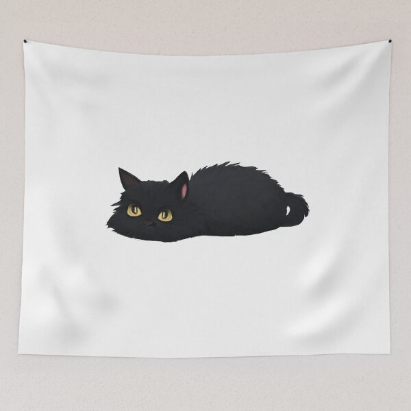 Item preview, Fluffy lying black cat  designed and sold by MacLis.