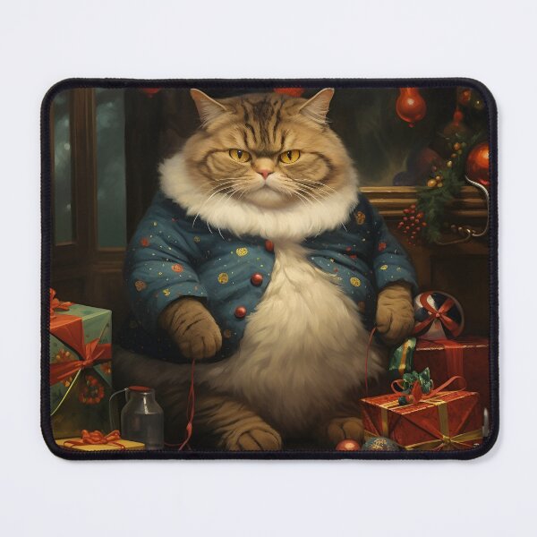 Item preview, Angry holiday christmas fat cat digital print designed and sold by dcrc.