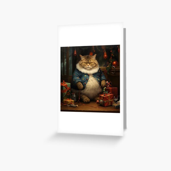 Item preview, Angry holiday christmas fat cat digital print designed and sold by dcrc.