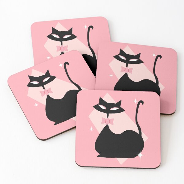 Item preview, Mid Century Modern Black Cat - Pink Retro Kitsch designed and sold by KittyStrand.