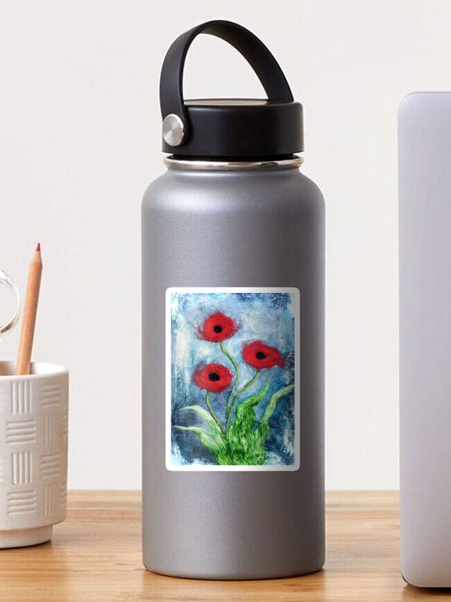 Sticker, Poppies designed and sold by Ushma Sargeant