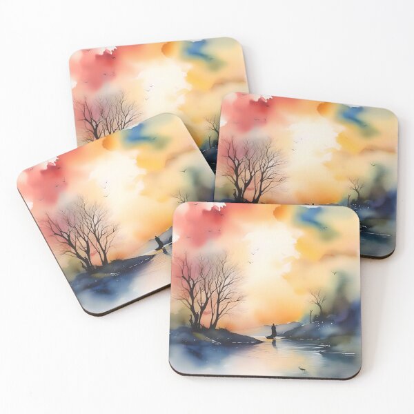 Item preview, Fall Evening Scene A in Watercolors & Pen  designed and sold by Oldetimemercan.