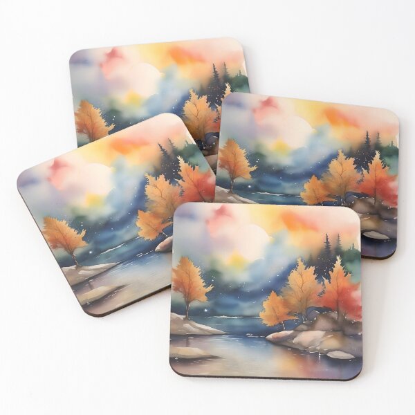 Item preview, Fall Evening Scene D in Watercolors & Pen  designed and sold by Oldetimemercan.