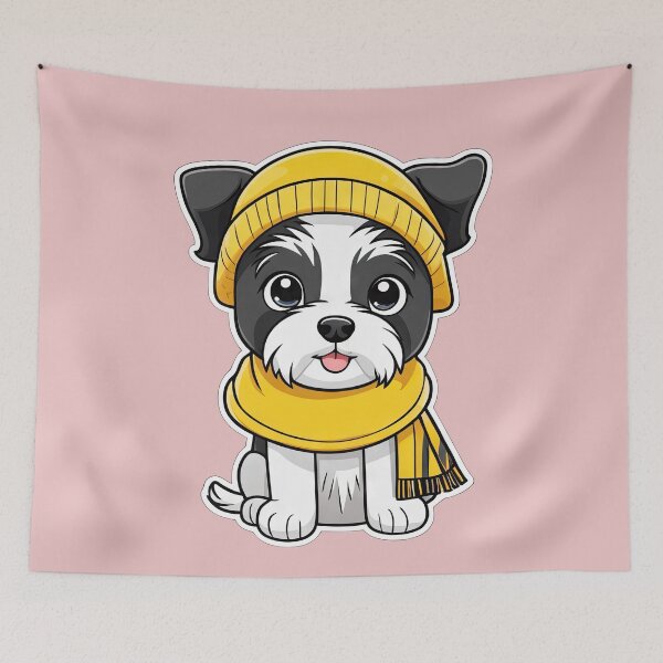Item preview, Scruffy Terrier Wearing Yellow Hat designed and sold by Bilisik.