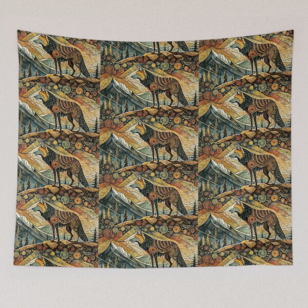Item preview, Lone wolf - Dreamy Royal Gold vibrant ancestral pattern designed and sold by Aniyah.