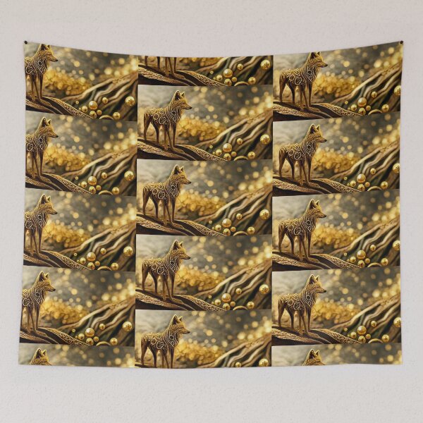 Item preview, LONE WOLF OF MAGIC - Dreamy Royal Gold vibrant ancestral pattern designed and sold by Aniyah.