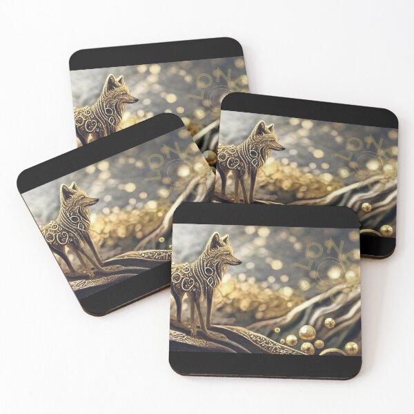 Item preview, LONE WOLF OF MAGIC - Dreamy Royal Gold vibrant ancestral pattern - with words designed and sold by Aniyah.
