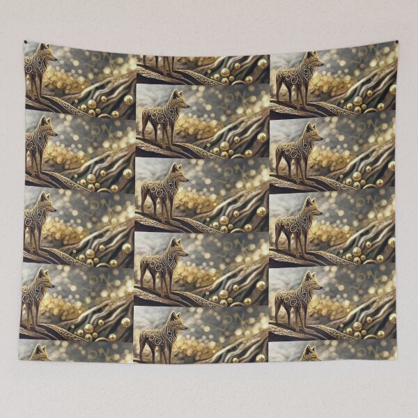 Item preview, LONE WOLF OF MAGIC - Dreamy Royal Gold vibrant ancestral pattern - with words designed and sold by Aniyah.