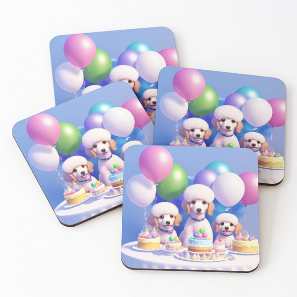 Item preview, Poddle puppy at a birthday party with balloons artwork designed and sold by Tio-Tecun.