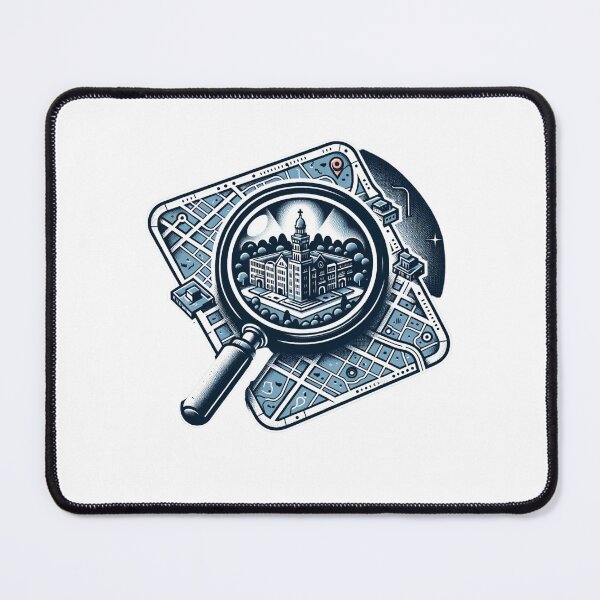Item preview, map with a magnifying glass showing a mansion designed and sold by VoilaPrint.