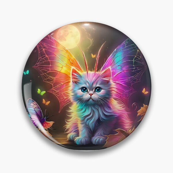 Item preview, Neon Rainbow Fantasy Kitten Fairy Catterfly Moth designed and sold by The Devil That You Forgot.