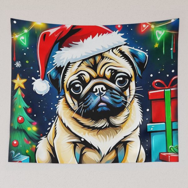 Item preview, Pug HAPPY HOLIDAYS 7 designed and sold by RedBluffTraders.