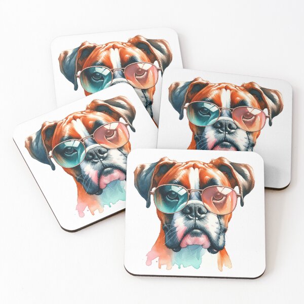 Item preview, Chic Boxer with Sunglasses: A Must-Have Artwork for Pet Lovers designed and sold by WatercolorWhisk.