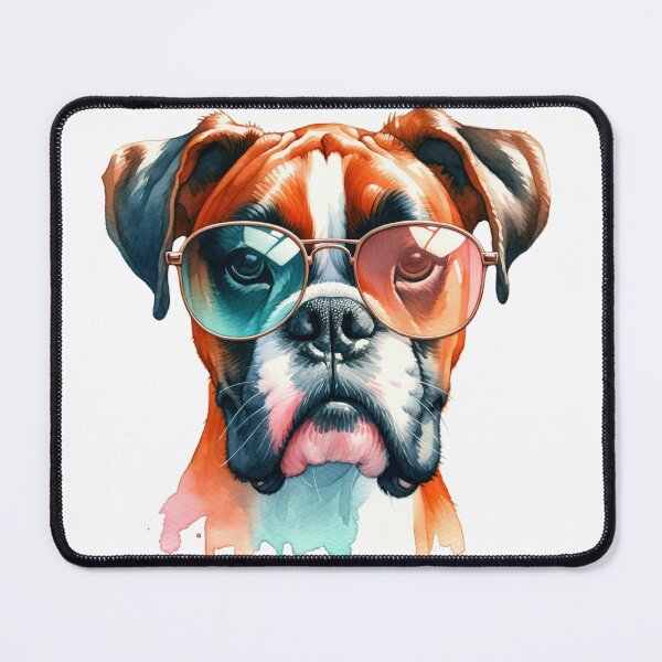 Item preview, Chic Boxer with Sunglasses: A Must-Have Artwork for Pet Lovers designed and sold by WatercolorWhisk.