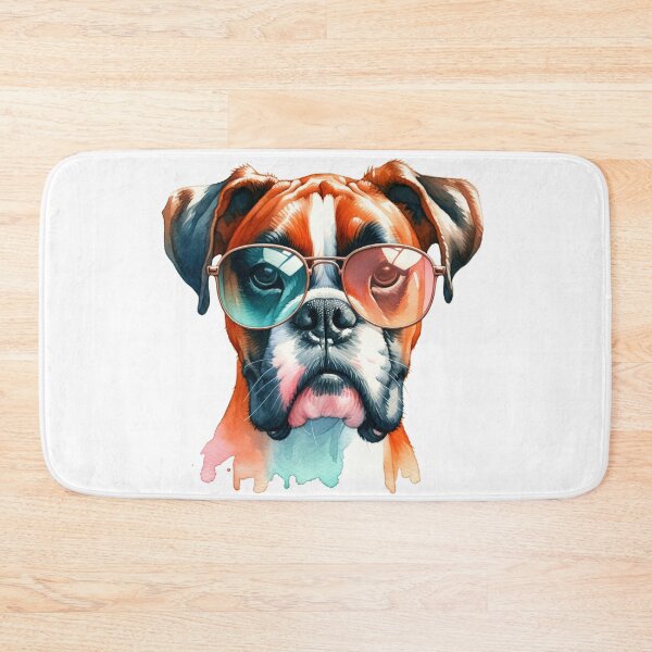 Item preview, Chic Boxer with Sunglasses: A Must-Have Artwork for Pet Lovers designed and sold by WatercolorWhisk.