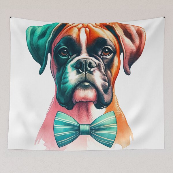 Item preview, Elegant Boxer with Bowtie: A Watercolor Delight for Dog Enthusiasts designed and sold by WatercolorWhisk.