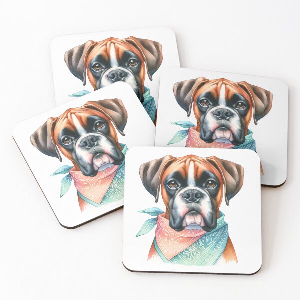 Item preview, Charming Boxer with Paisley Bandanas: A Watercolor Masterpiece for Dog Lovers designed and sold by WatercolorWhisk.