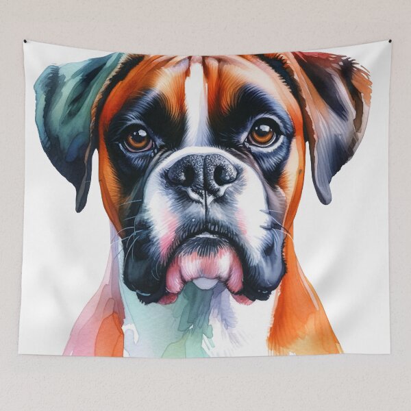 Item preview, Boxer's Intense Gaze: Vibrant Watercolor Expression for Dog Lovers designed and sold by WatercolorWhisk.