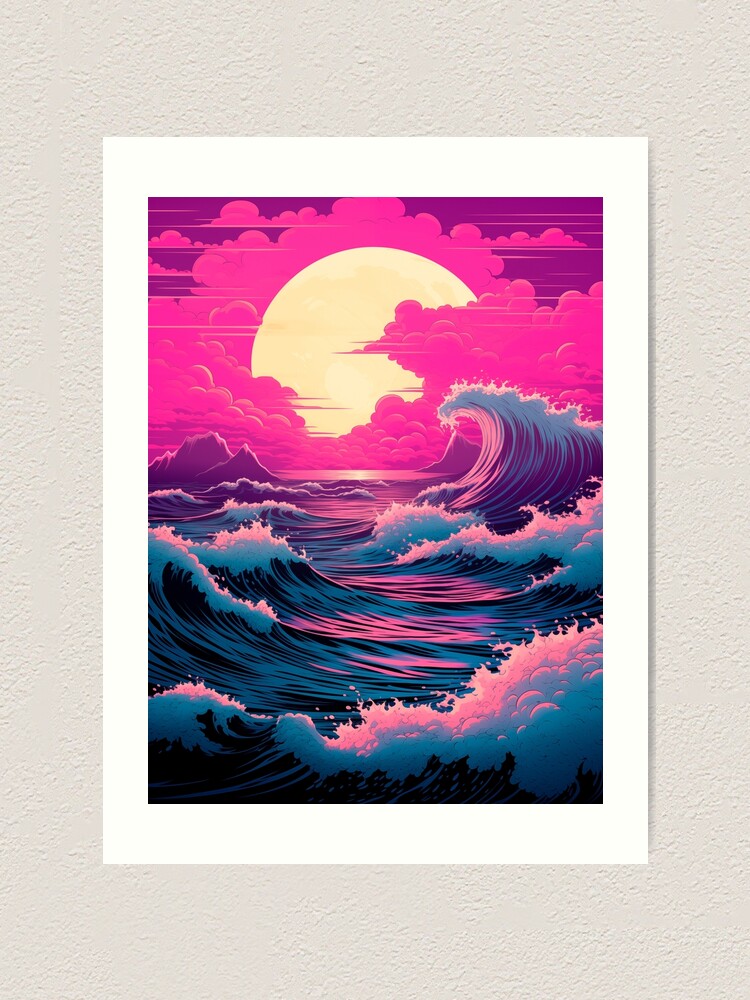 Ocean Aesthetic Vaporwave Great Wave Off Kanagawa Retro 90s