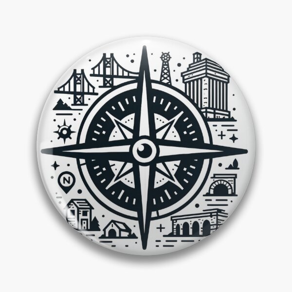 Item preview, compass with buildings around designed and sold by VoilaPrint.