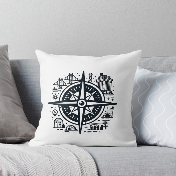 Item preview, compass with buildings around designed and sold by VoilaPrint.