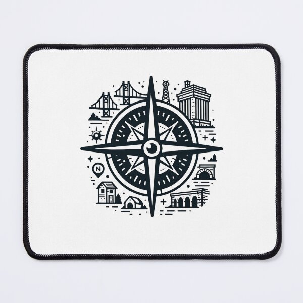 Item preview, compass with buildings around designed and sold by VoilaPrint.