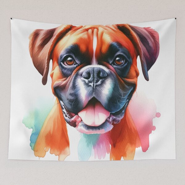 Item preview, Boxer's Playful Delight: Vivid Watercolor Embrace for Dog Aficionados designed and sold by WatercolorWhisk.