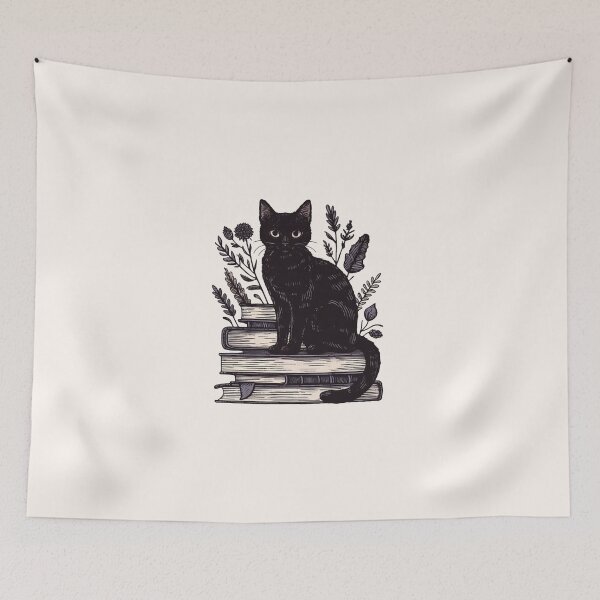 Item preview, Black Cat And Books designed and sold by VibeInkDesign.