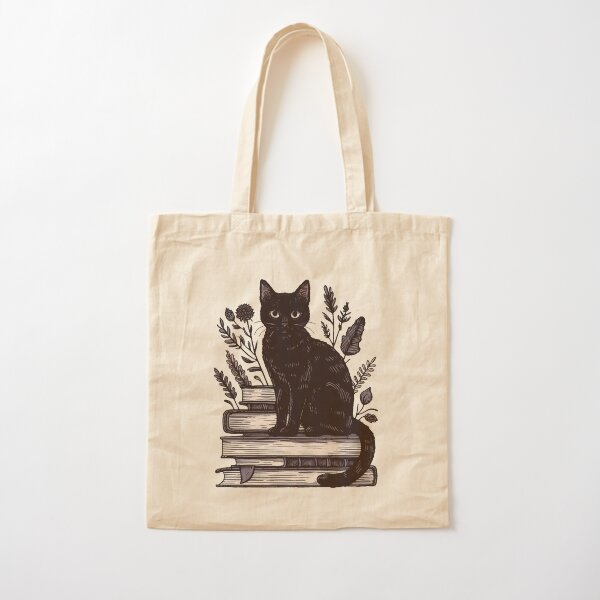 Vista previa del artículo con la obra «gato negro y libros», diseñado y vendido por VibeInkDesign.