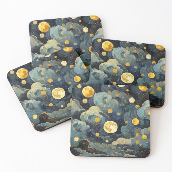 Artikelvorschau, Himmlisches Mondmuster – Van Gogh inspiriert entworfen und verkauft von PrintSoulDesign.