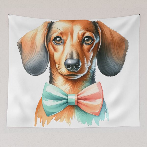 Item preview, Dachshund Elegance: Bow-Tied Beauty in Vivid Tones designed and sold by WatercolorWhisk.