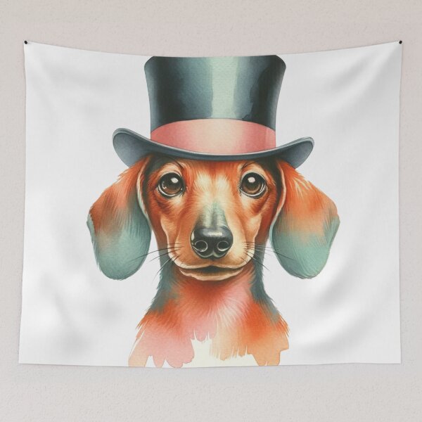 Item preview, Dachshund Elegance: Top Hat Charmer in Watercolor designed and sold by WatercolorWhisk.
