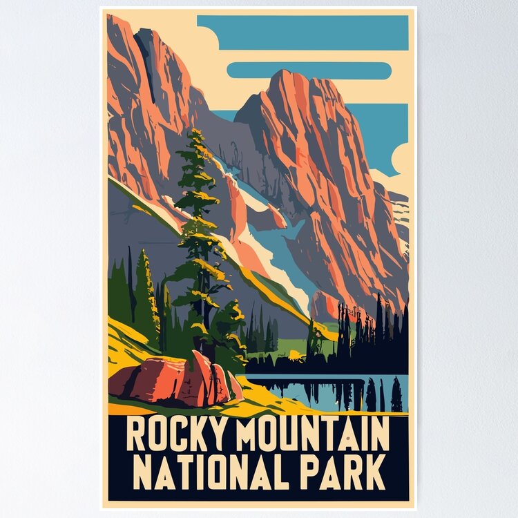 A Vintage Travel Art of the Rocky Mountain National Park - Colorado - US  Sticker