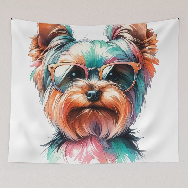 Item preview, Stylish Yorkshire Terrier: Watercolor Charm with Glasses designed and sold by WatercolorWhisk.