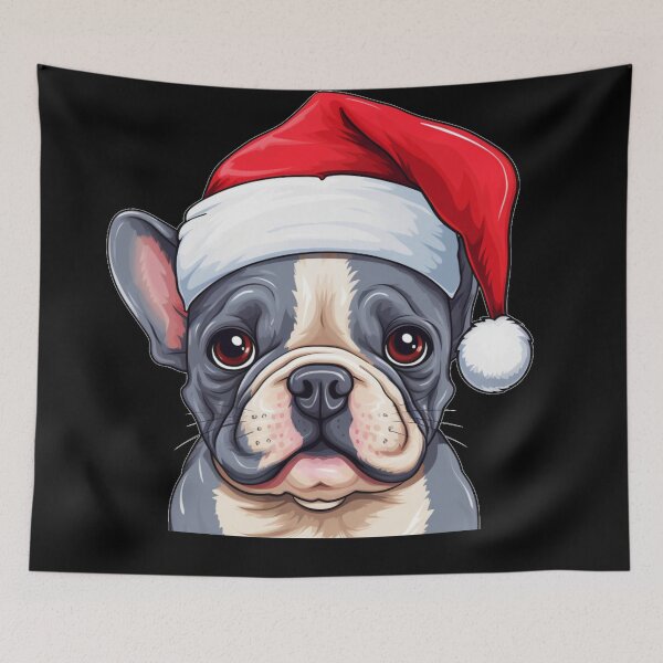 Item preview, Adorable sad French bulldog with a Santa hat designed and sold by happy-roars.
