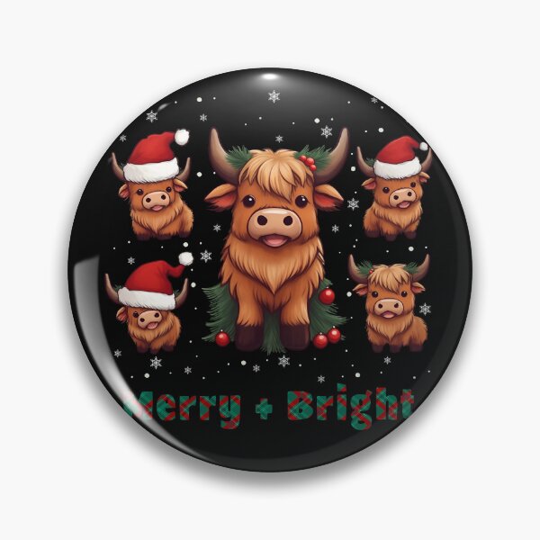 Item preview, Cute Highland Cow Christmas Merry and Bright, Scottish, Cow Xmas Farmer, Christmas sweater with cute Highland Cow designed and sold by Collagedream.