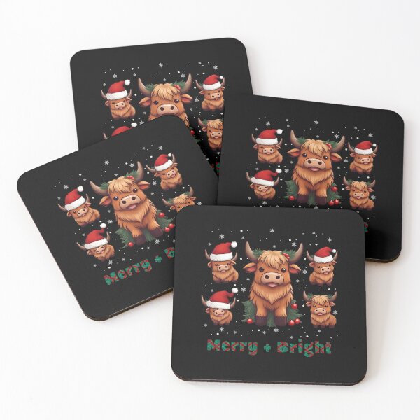 Item preview, Cute Highland Cow Christmas Merry and Bright, Scottish, Cow Xmas Farmer, Christmas sweater with cute Highland Cow designed and sold by Collagedream.