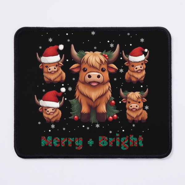 Item preview, Cute Highland Cow Christmas Merry and Bright, Scottish, Cow Xmas Farmer, Christmas sweater with cute Highland Cow designed and sold by Collagedream.