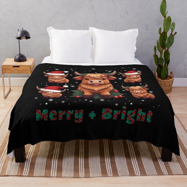 Item preview, Cute Highland Cow Christmas Merry and Bright, Scottish, Cow Xmas Farmer, Christmas sweater with cute Highland Cow designed and sold by Collagedream.