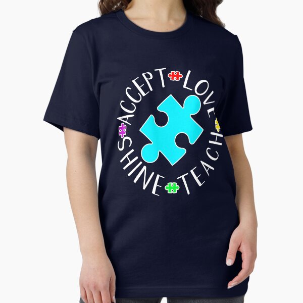 Item preview, Acepta el amor enseña a Shine Shirt Autismo Awareness Gear en el arco iris designed and sold by DynamicDesign.