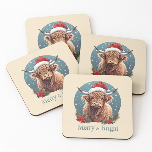 Item preview, Highland Cow Christmas Merry and Bright, Scottish, Cow Xmas Farmer, Christmas sweater with cute Highland Cow designed and sold by Collagedream.