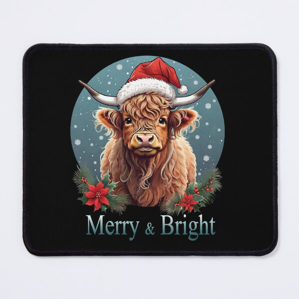 Item preview, Highland Cow Christmas Merry and Bright, Scottish, Cow Xmas Farmer, Christmas sweater with cute Highland Cow designed and sold by Collagedream.