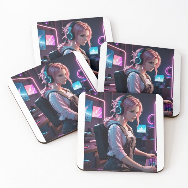Item preview, Cute Gamer Girl in Neon Room  designed and sold by Butler in the Home.